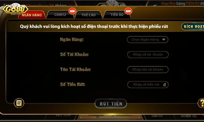 Go88 không thu phí giao dịch