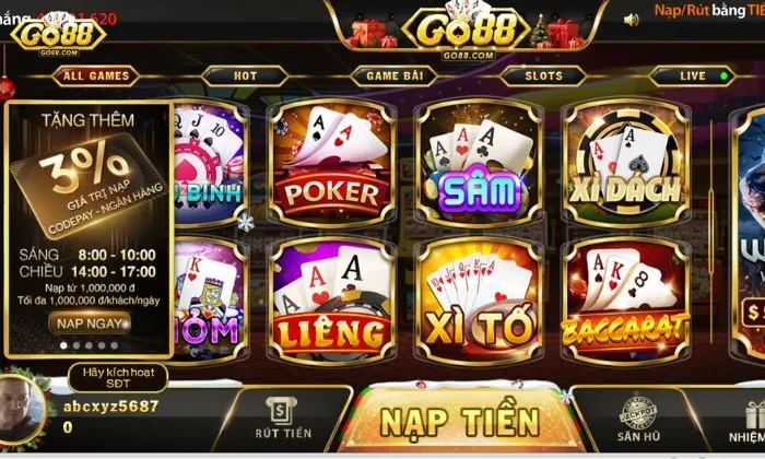 Giao diện cược dễ sử dụng của Go88