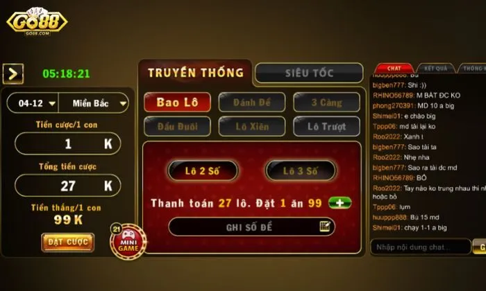 Người chơi có thể tham gia lô đề trực tuyến nhanh chóng tại Go88 club
