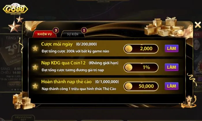 Khuyến mãi Go88 Chương trình khuyến mãi của cổng game Go88 đa dạng