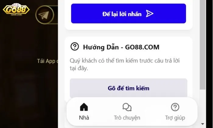 live chat Go88 Live chat go88 sẽ hỗ trợ và giải đáp tất cả thắc mắc của người chơi