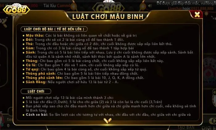 Ghi nhớ luật chơi khi tham gia Mậu Binh