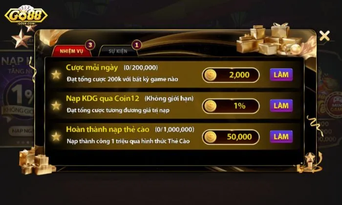 Trên dưới Go88 liên tục tổ chức các sự kiện để cược thủ tăng vốn
